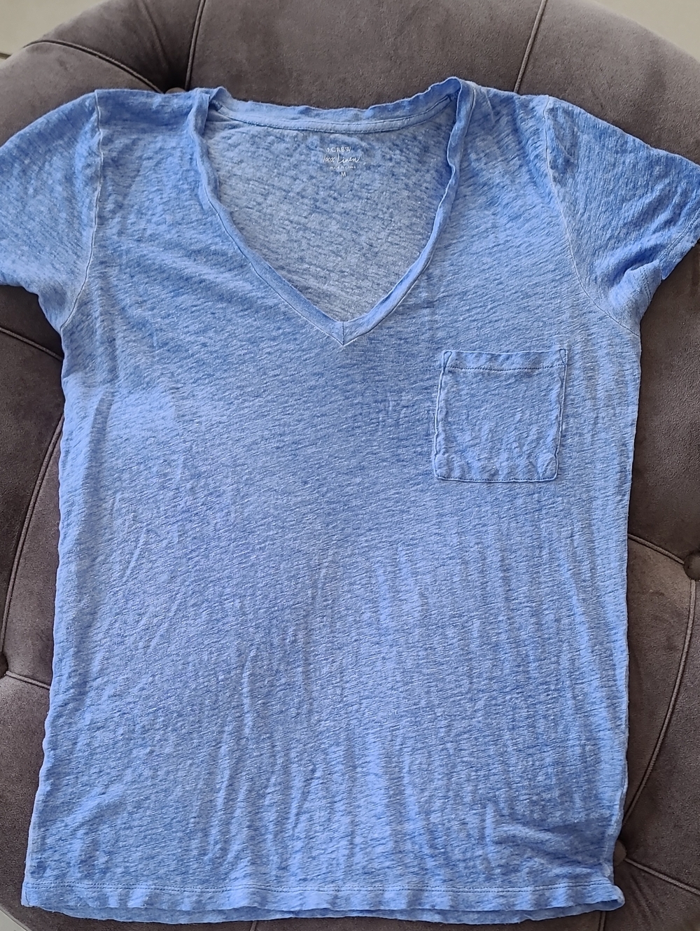 Light Blue V-Neck Pocket T-Shirt for Women